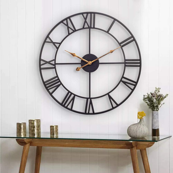 Gracie Oaks Large Wall Clock, European Farmhouse Vintage Wall Clock